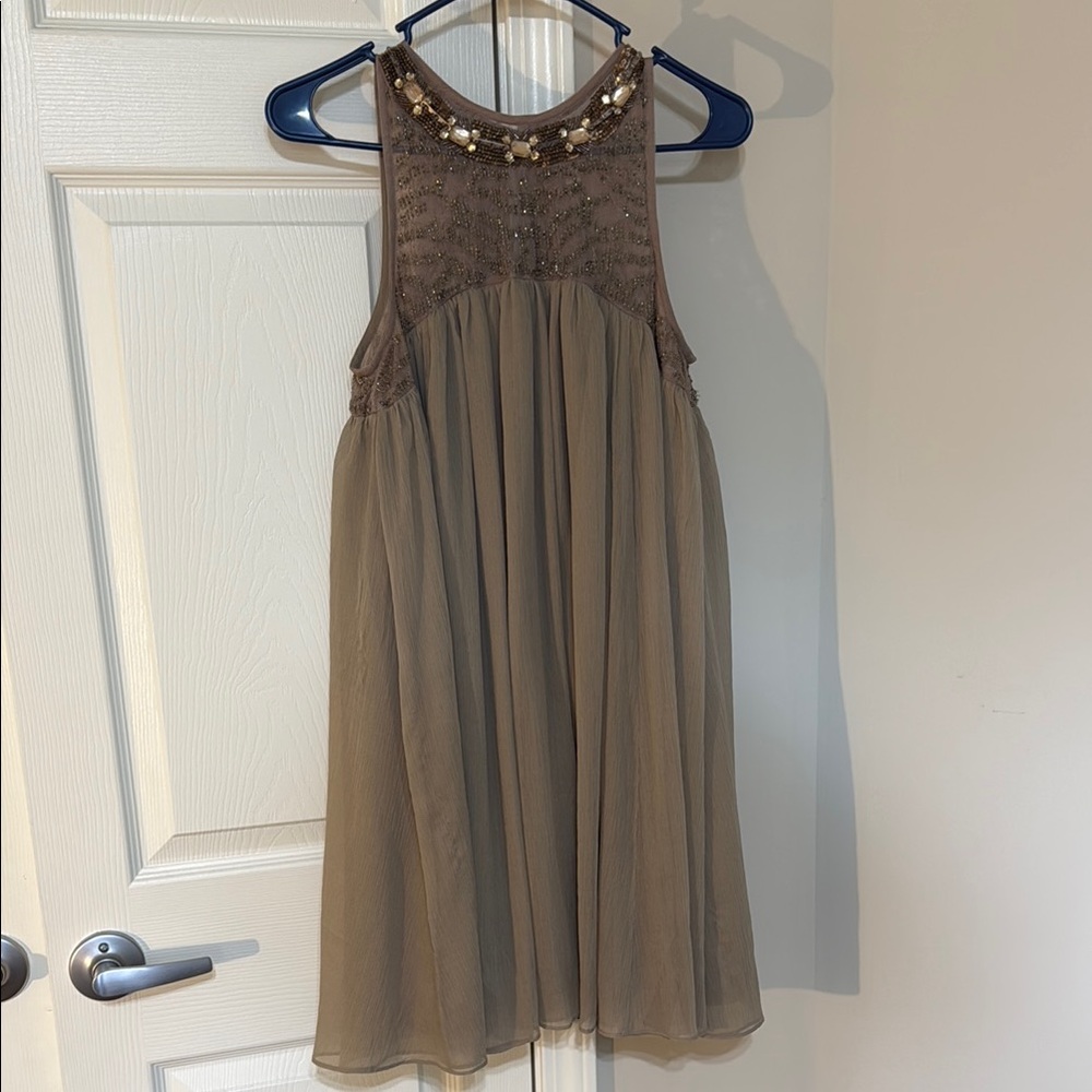 Elegant Kids Dress with Beaded Neckline